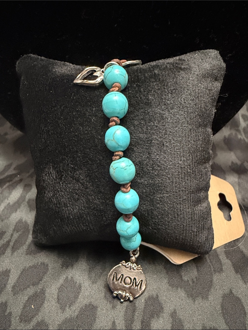 Turquoise Bead "MOM" Charm Bracelet - Women Jewelry